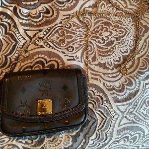 Authentic/Vintage MCM black leather crossbody